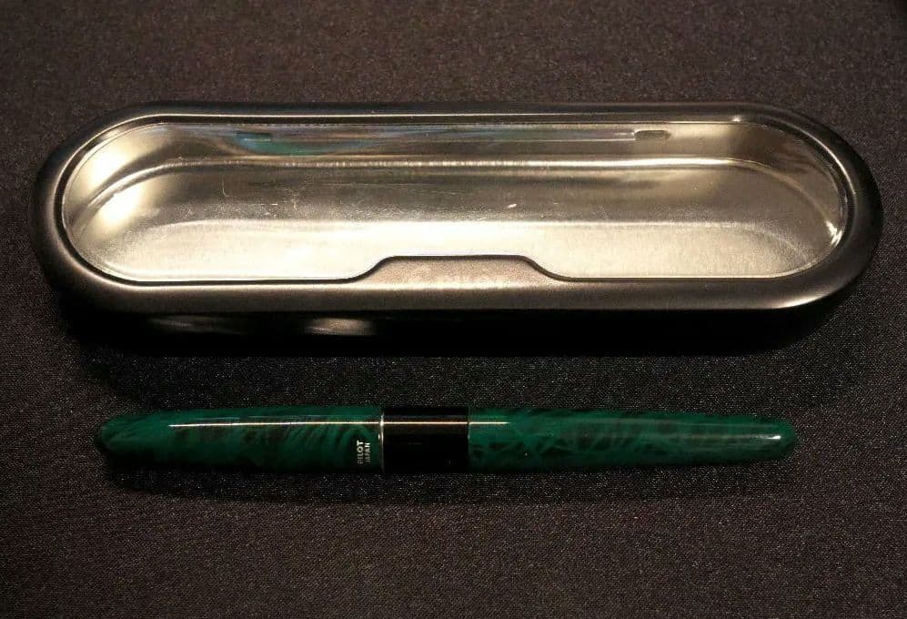 Pilot Cocoon Limited Marble Green Fountain Pen F Nib Used with Name | Suadpens