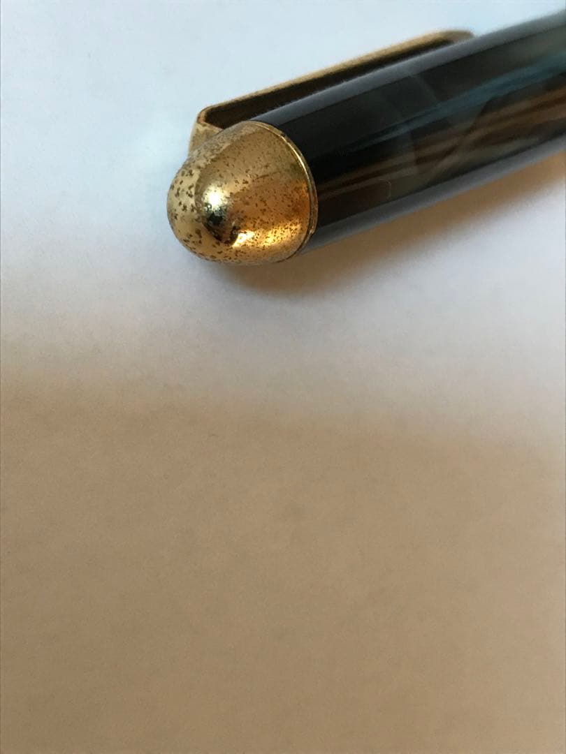 Showa Retro Ballpoint Pen Marble Pattern 5.9" Used Plastic Gold Accents | Suadpens