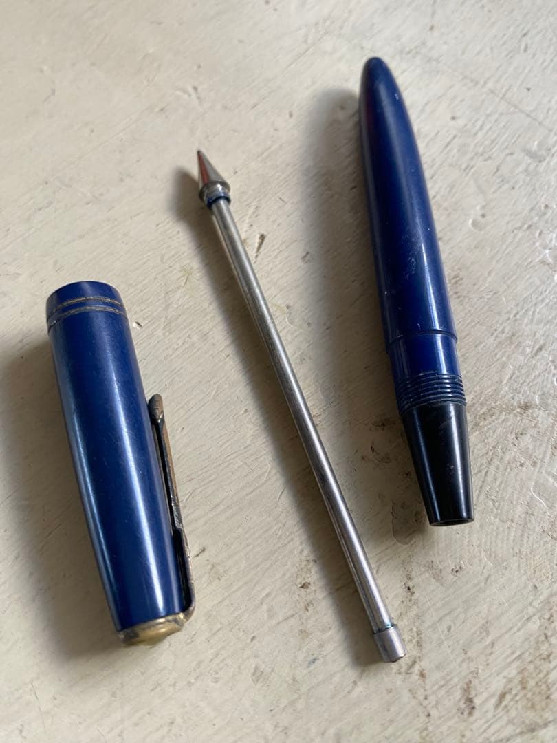 Showa Retro Navy Ballpoint Pen Stationery Classic Writing Tool, Used, 4.5 inches | Suadpens