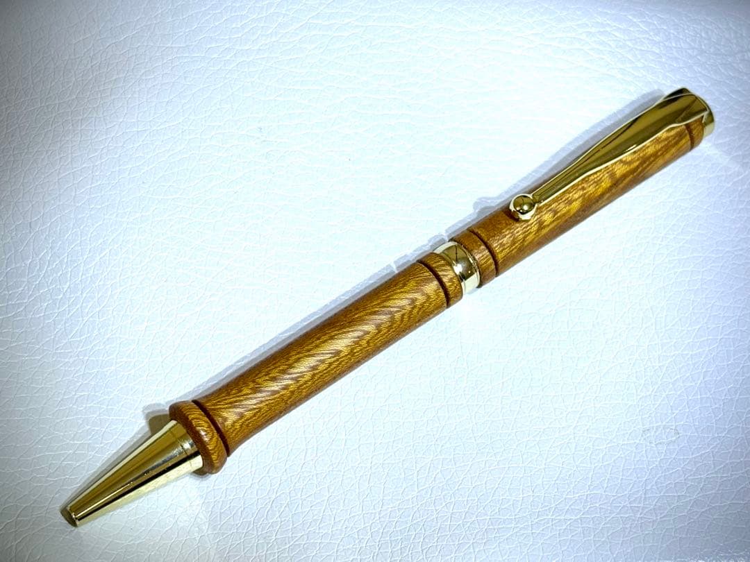 Natural Heather Keyaki Wood Ballpoint Pen Gold Details Luxury Used | Suadpens
