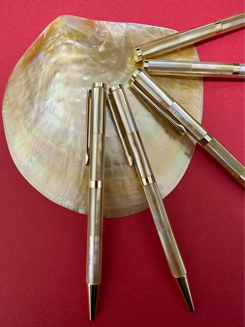 Handmade White Pearl Shell Ballpoint Pen, Raden Inlay, Excellent Condition, Bonu | Suadpens