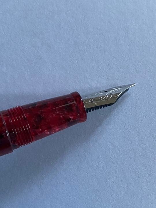 Delta Vintage Red Fountain Pen F Nib Paper Bag Included Used | Suadpens