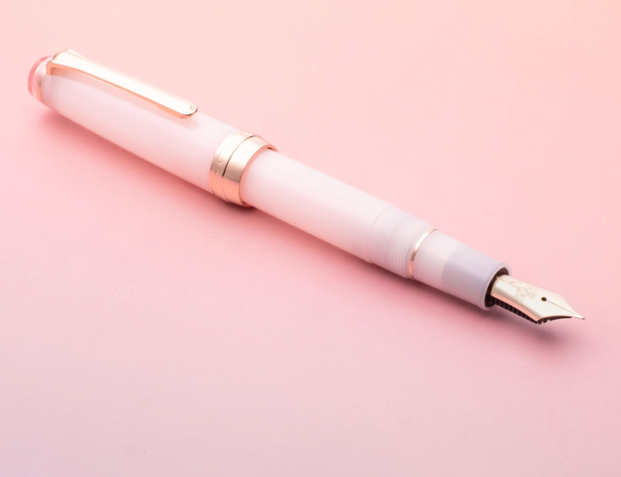 Hachimonjiya Original  Kubo Sakura Bloom Pink Original 14K Gold Fountain Pen Cosmos Pink Gold Fine Nib - Palme