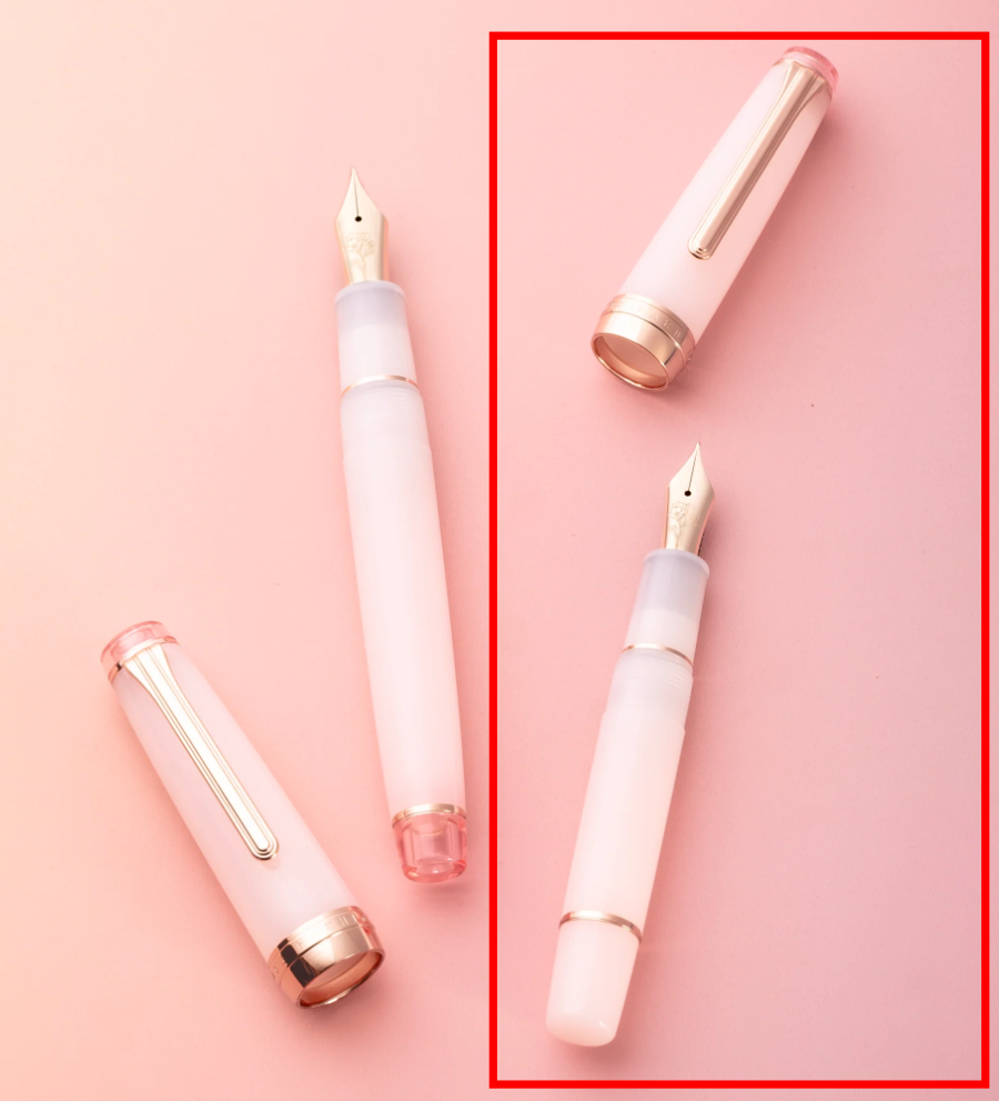 Hachimonjiya Original  Kubo Sakura Bloom Pink Original 14K Gold Fountain Pen Cosmos Pink Gold Fine Nib - Palme