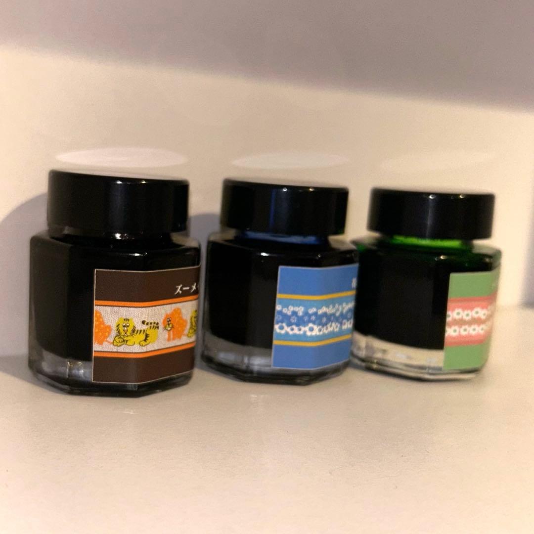 Adelia Retro Fountain Pen Ink Set 3 Colors Blue Green Brown Used | Suadpens