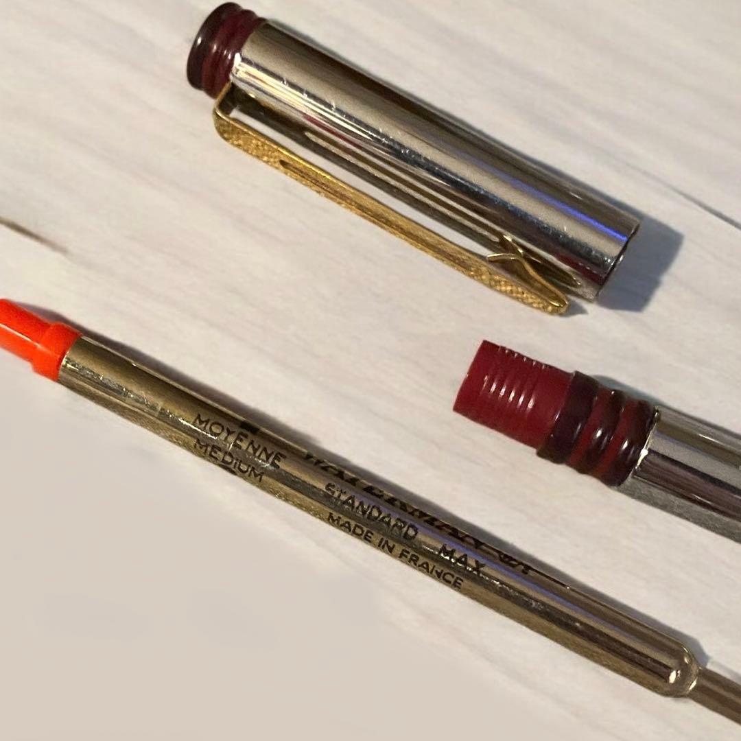 Waterman Ballpoint Pen Red Ink Silver & Red Used Retro Style Stationery | Suadpens