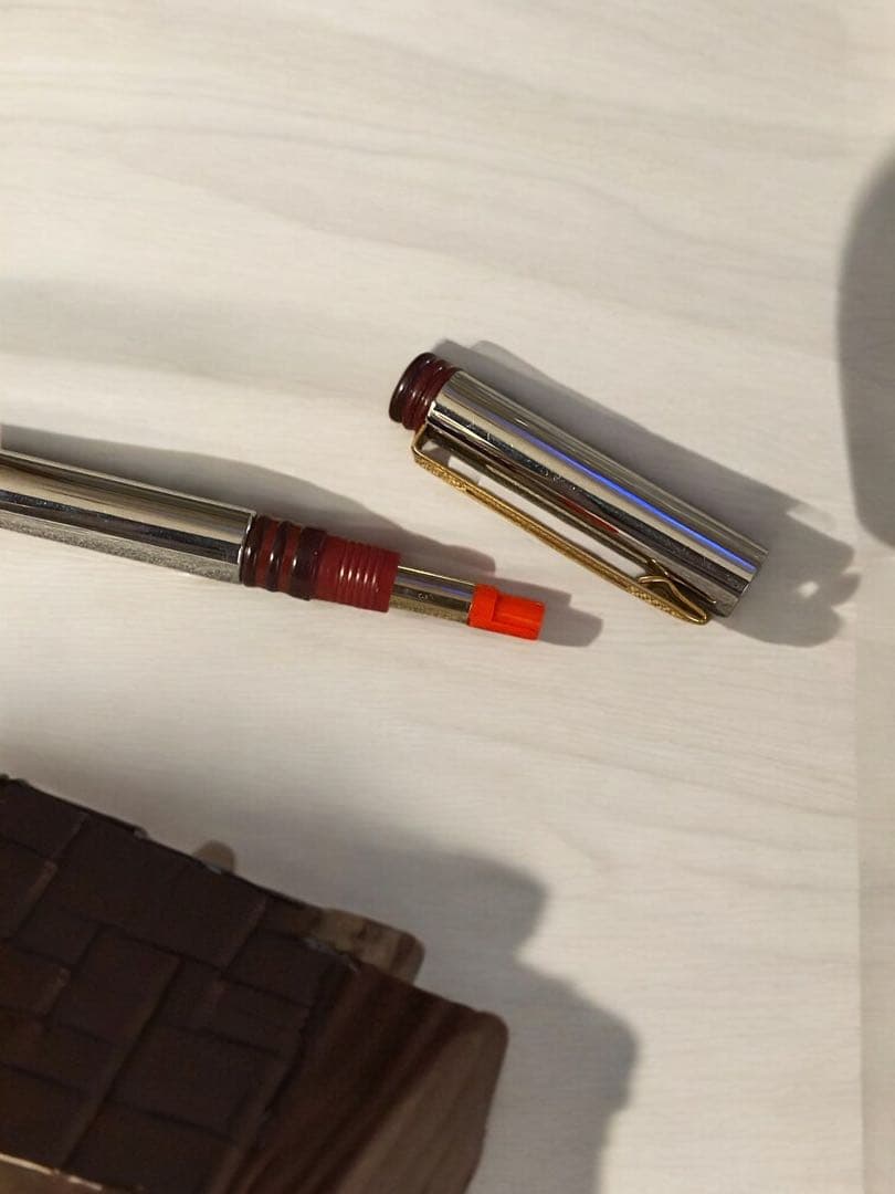 Waterman Ballpoint Pen Red Ink Silver & Red Used Retro Style Stationery | Suadpens