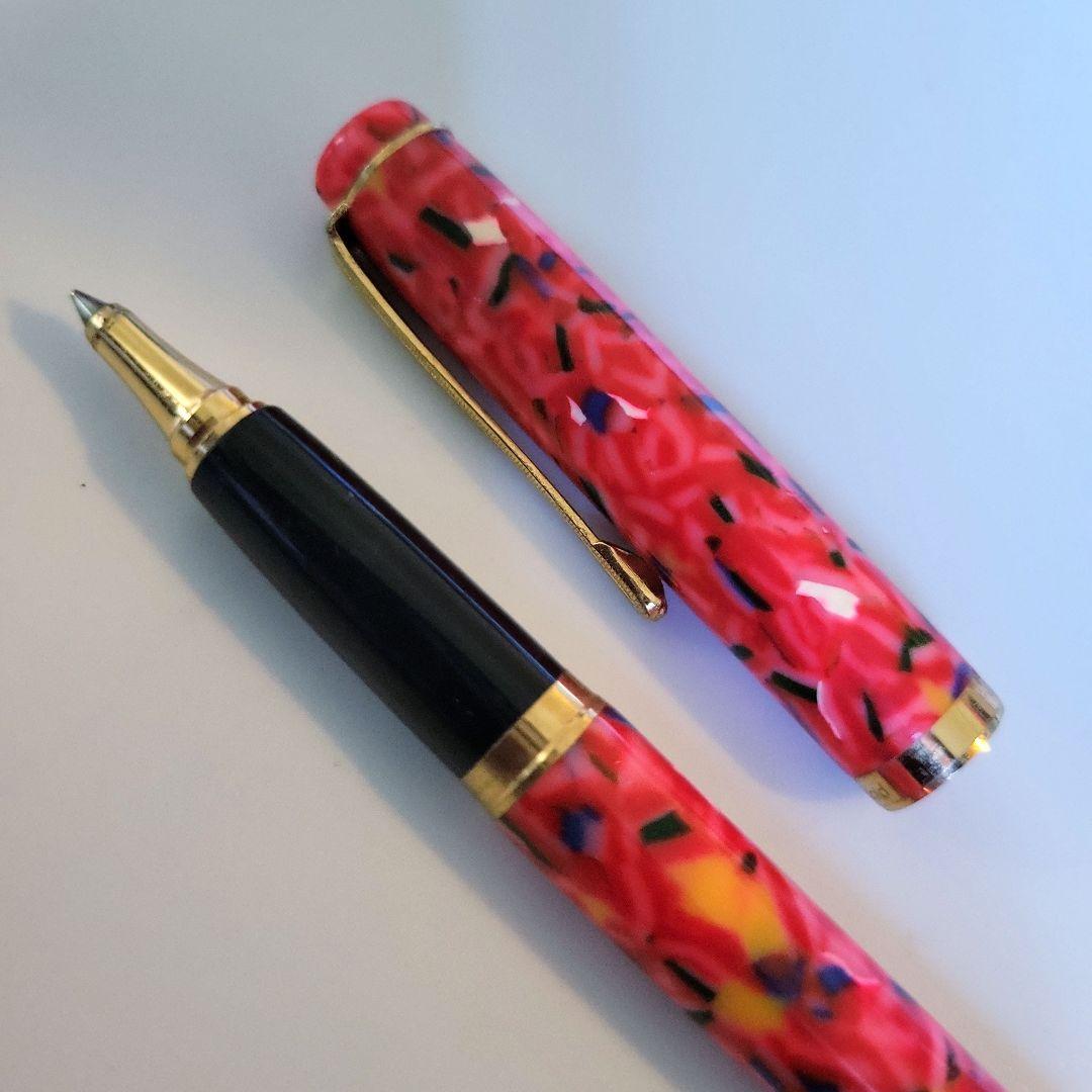 1980s Marbled Celluloid Ballpoint Pen Japan Used with Cartridge Retro Showa Era | Suadpens