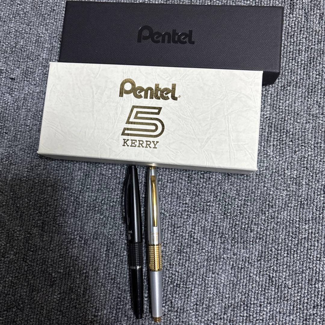 Pentel Kerry Limited Edition Silver/Black 2-Pen Case Used All Black Box | Suadpens