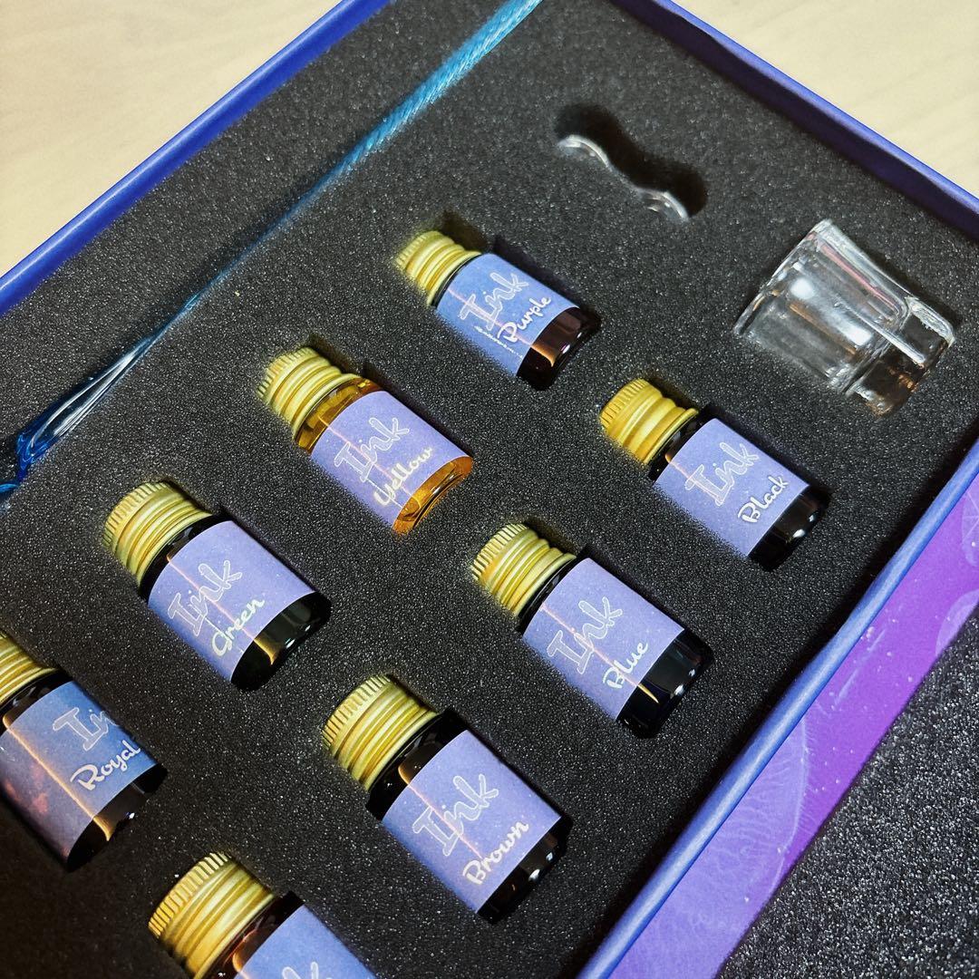 Blue Glass Pen Set Fountain Pen with 10 Ink Colors New Stationery | Suadpens