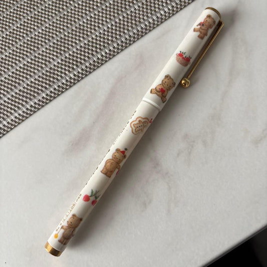 Sanrio Bear Fountain Pen White Gold Nib Retro Japan Made Used | Suadpens