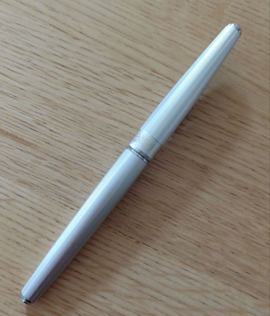 Platinum 18K WG Fountain Pen Silver & Green Fine Not Out of Print Used | Suadpens
