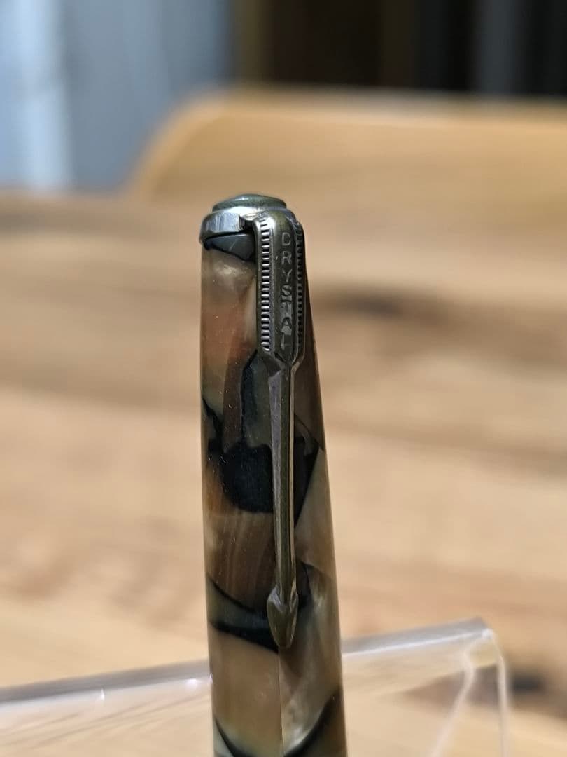 Vintage Showa Celluloid Lever Filler Fountain Pen - Retro Marble Design, Used | Suadpens