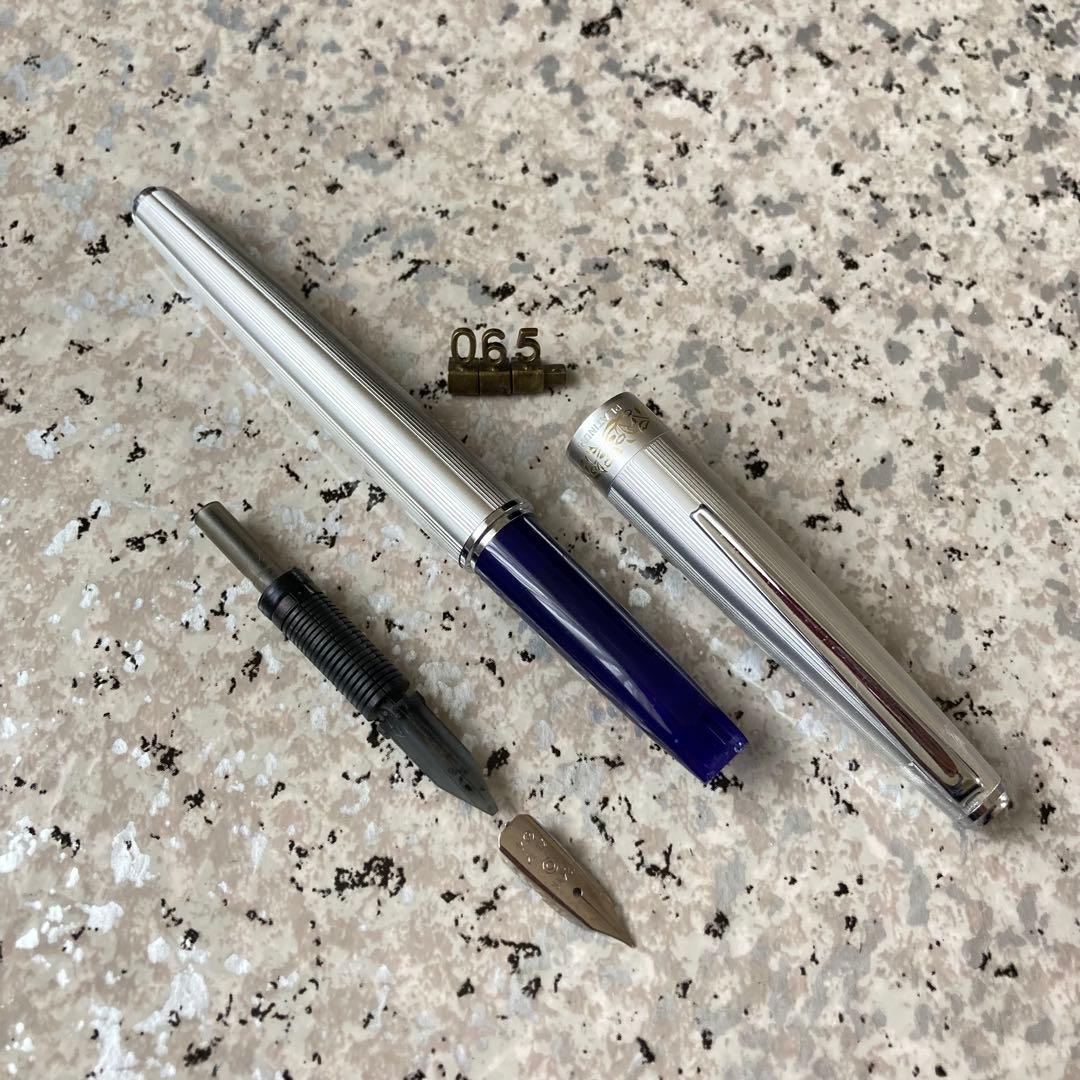 Platinum #065 Vintage 18k WG Fountain Pen Aluminum Retro Finish Used | Suadpens