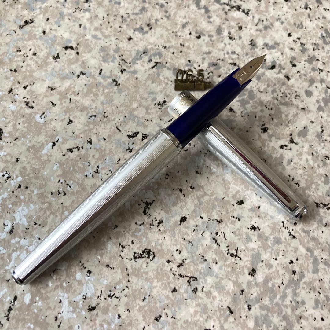 Platinum #065 Vintage 18k WG Fountain Pen Aluminum Retro Finish Used | Suadpens