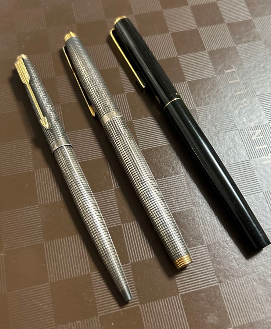Vintage Parker 75 Cisele Fountain Pen Sterling Silver 14k Used Set of 3 | Suadpens