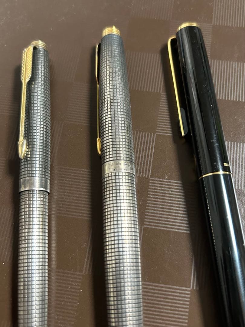 Vintage Parker 75 Cisele Fountain Pen Sterling Silver 14k Used Set of 3 | Suadpens