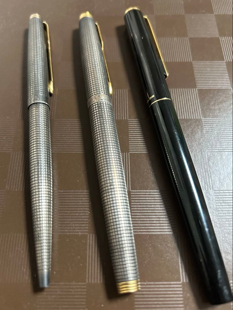 Vintage Parker 75 Cisele Fountain Pen Sterling Silver 14k Used Set of 3 | Suadpens