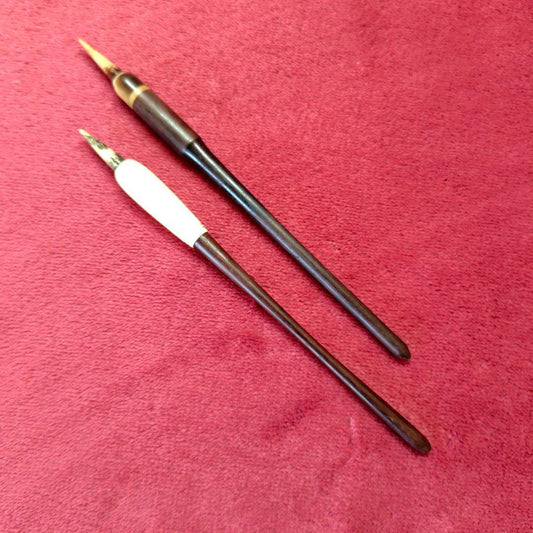 Vintage 2 Dip Pens Animal Bone Nib & White Handle Collectible Used | Suadpens