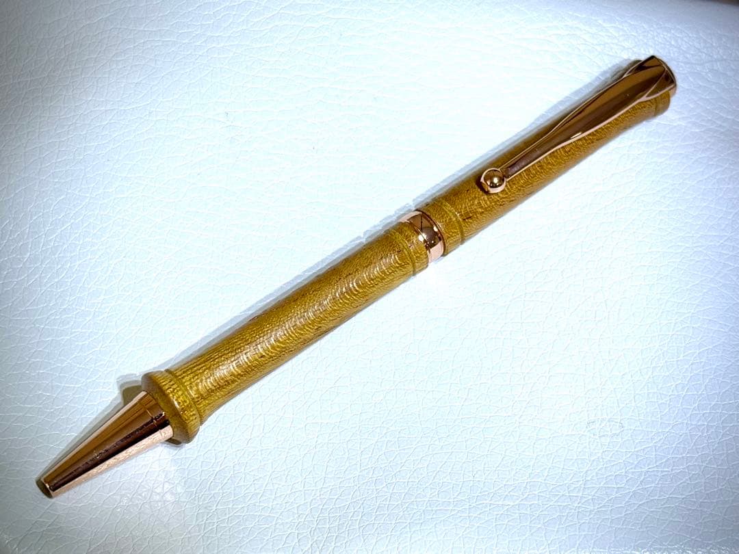 Natural Heather Keyaki Luxury Wooden Ballpoint Pen Copper Detail Used | Suadpens