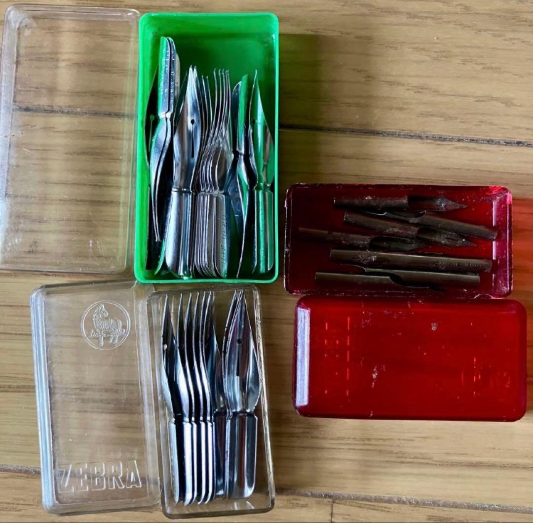 Zebra Showa Retro Ink Pen Set 8 G WELLS & CO. & 24 Cabra nibs Used (Note: 1 inch = 2.54 cm; sizes not specified, so omitted) | Suadpens