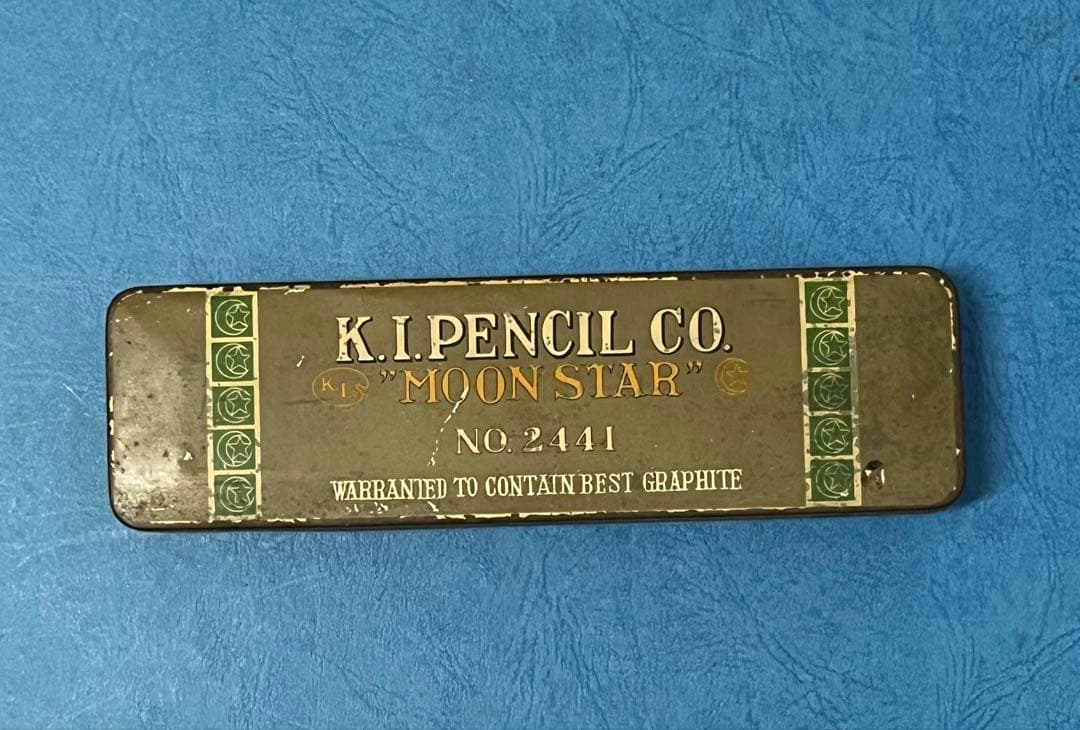 Vintage Tin Pencil Case with Pencil Set Info Card, Showa Retro, Used | Suadpens