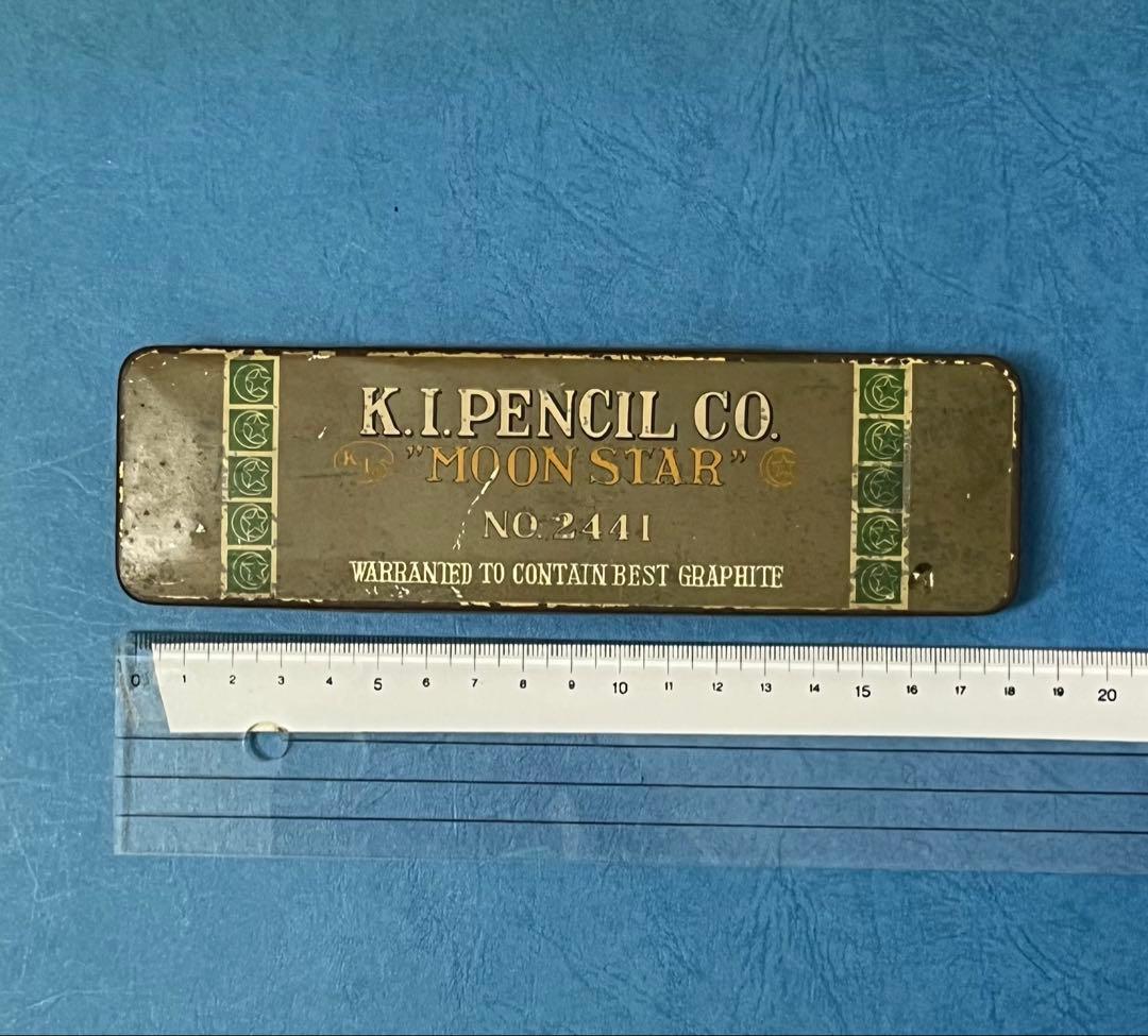 Vintage Tin Pencil Case with Pencil Set Info Card, Showa Retro, Used | Suadpens