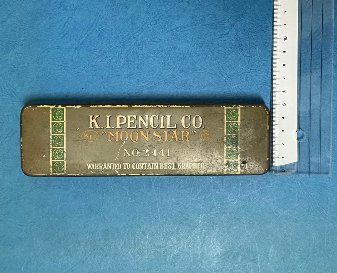 Vintage Tin Pencil Case with Pencil Set Info Card, Showa Retro, Used | Suadpens
