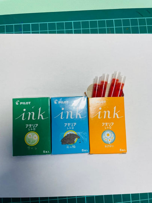 Adelia Retro Cartridge Ink Set of 3, Green, Water Blue, Used Orange, Pilot Compatible | Suadpens