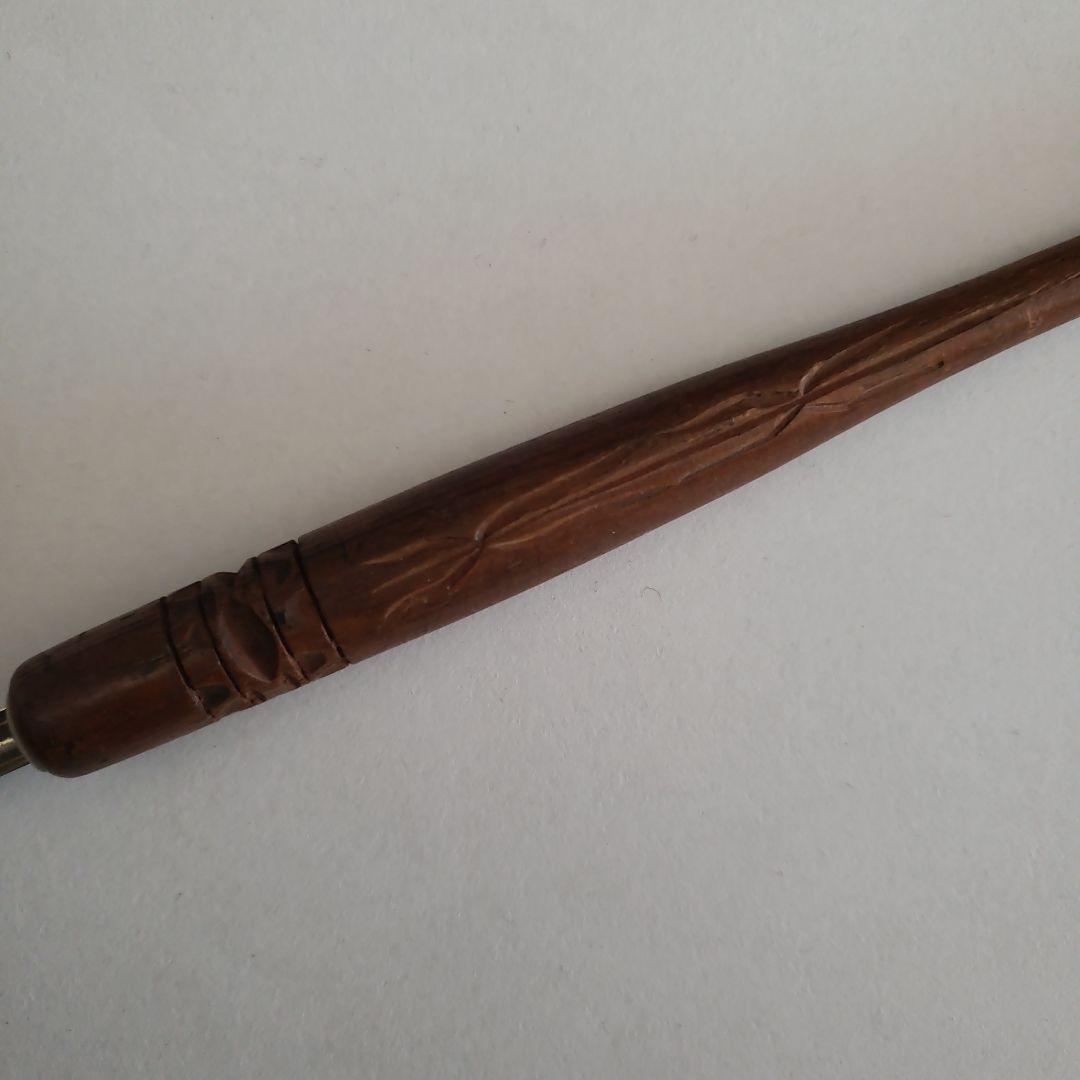 Vintage wooden dip fountain pen, carved barrel, retro, used | Suadpens