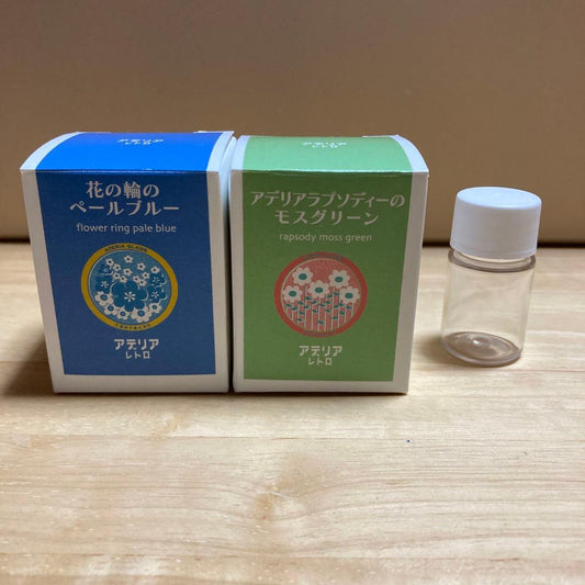 Adelia Retro Ink 8ml – Pale Blue & Moss Green, Used, Art Supplies | Suadpens