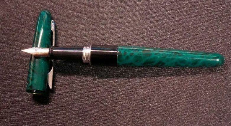 Pilot Cocoon Limited Marble Green Fountain Pen F Nib Used with Name | Suadpens