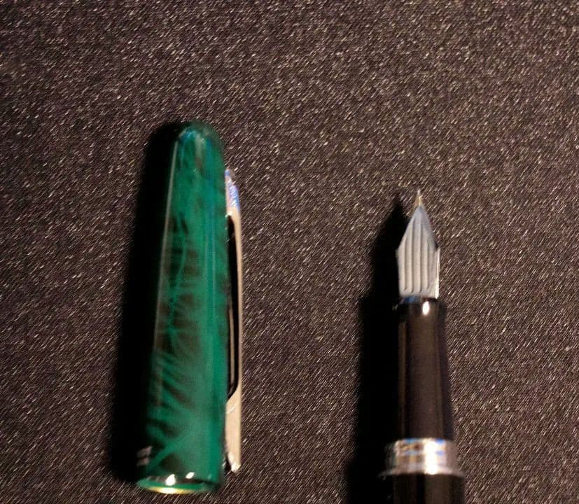 Pilot Cocoon Limited Marble Green Fountain Pen F Nib Used with Name | Suadpens