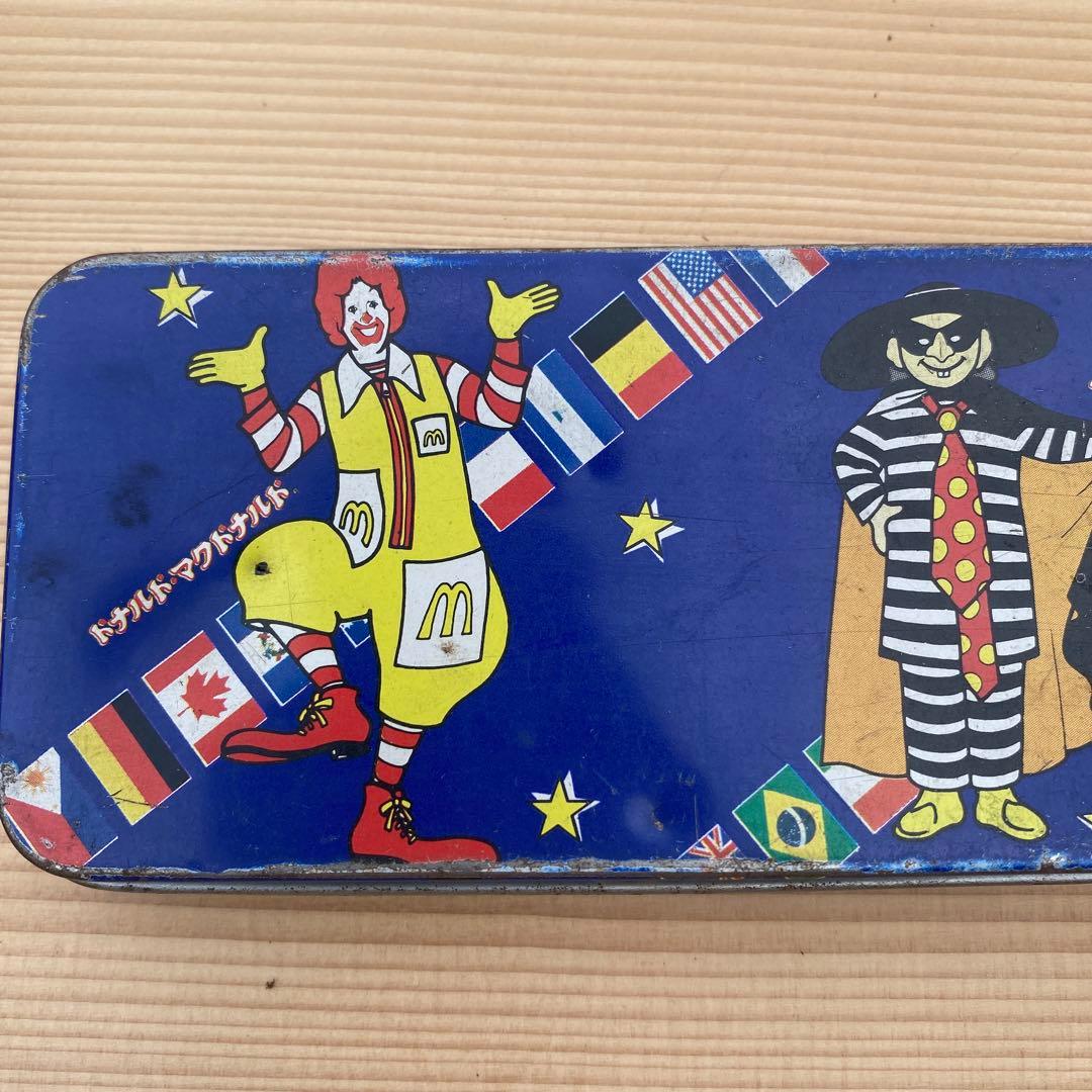 McDonald's Can Pencil Case Retro Showa World Language Used Blue/Red | Suadpens