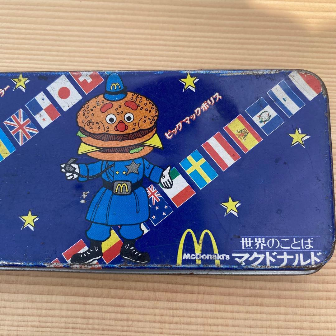 McDonald's Can Pencil Case Retro Showa World Language Used Blue/Red | Suadpens