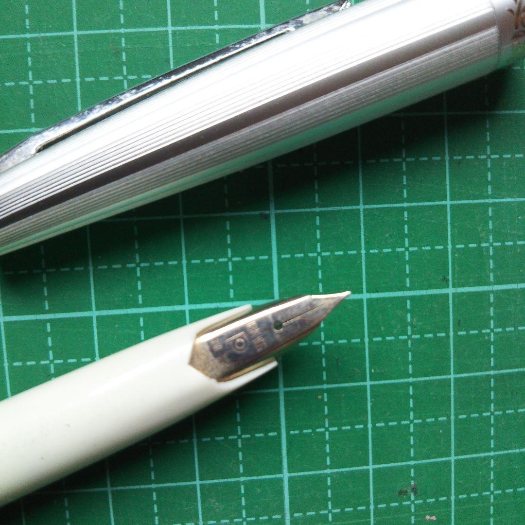 Platinum 18K WG Fountain Pen White Striped Metal & Plastic Nib Cap Used | Suadpens