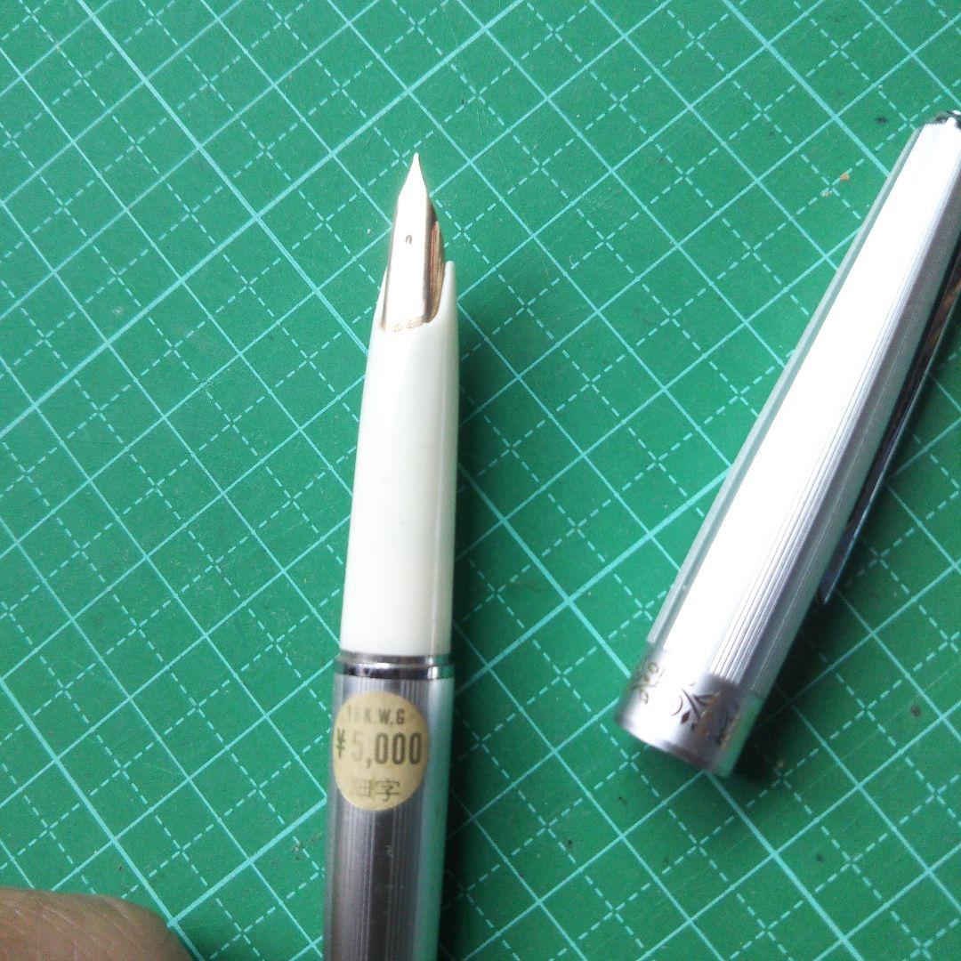Platinum 18K WG Fountain Pen White Striped Metal & Plastic Nib Cap Used | Suadpens