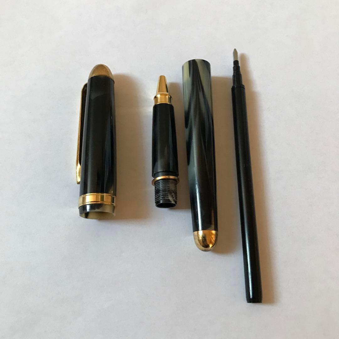 Showa Retro Ballpoint Pen Marble Pattern 5.9" Used Plastic Gold Accents | Suadpens