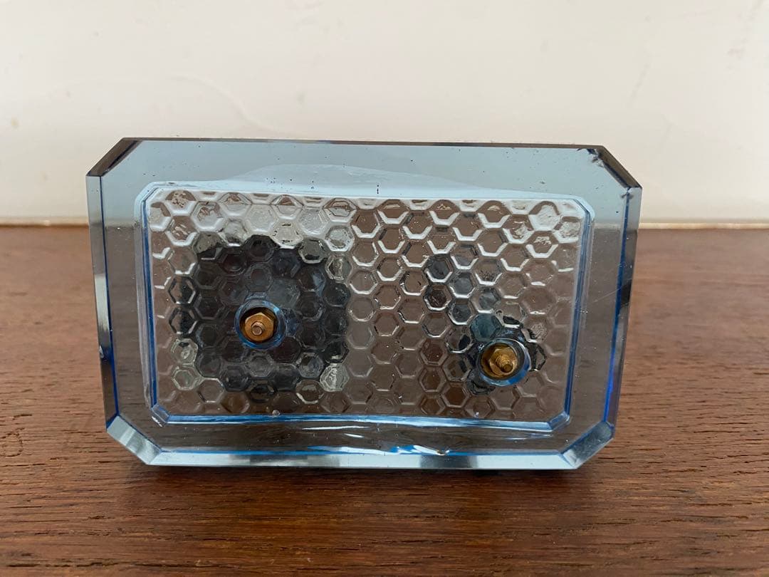 Blue Glass Ink Bottle with Pen Holder, Showa Retro Old Tools, Used 11.7x7x8.5cm | Suadpens