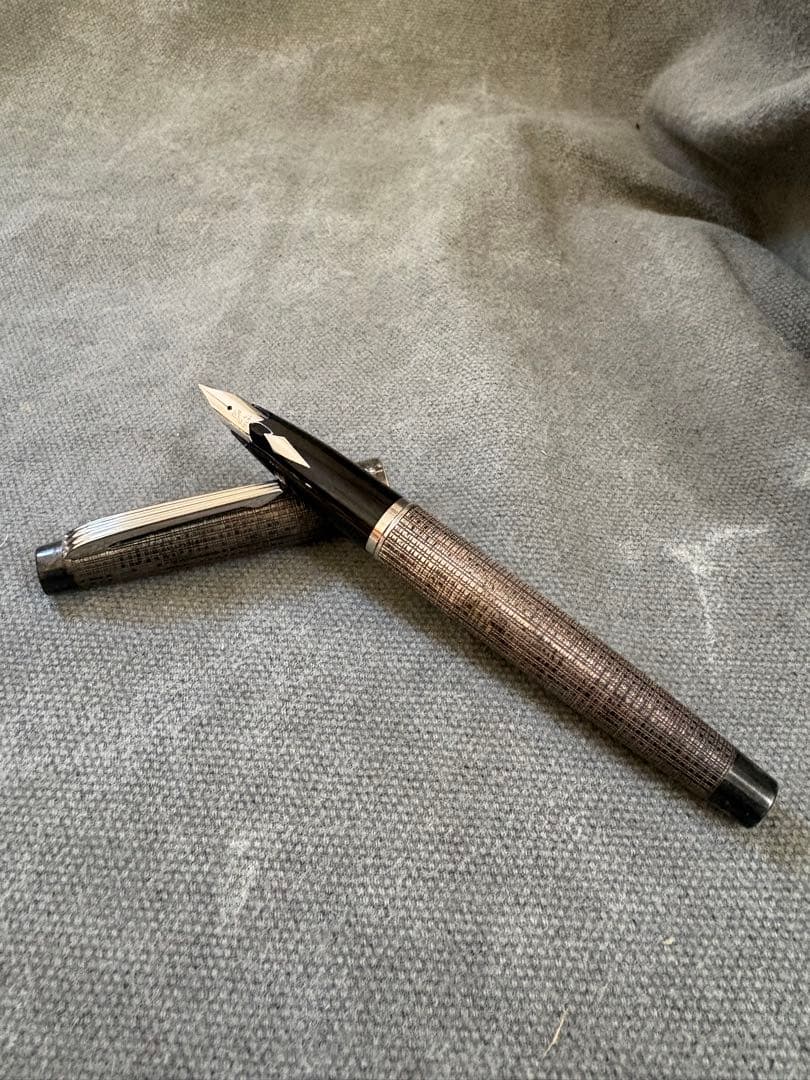 Platinum Sterling Silver Fountain Pen Textured Silver Fine Nib Used | Suadpens