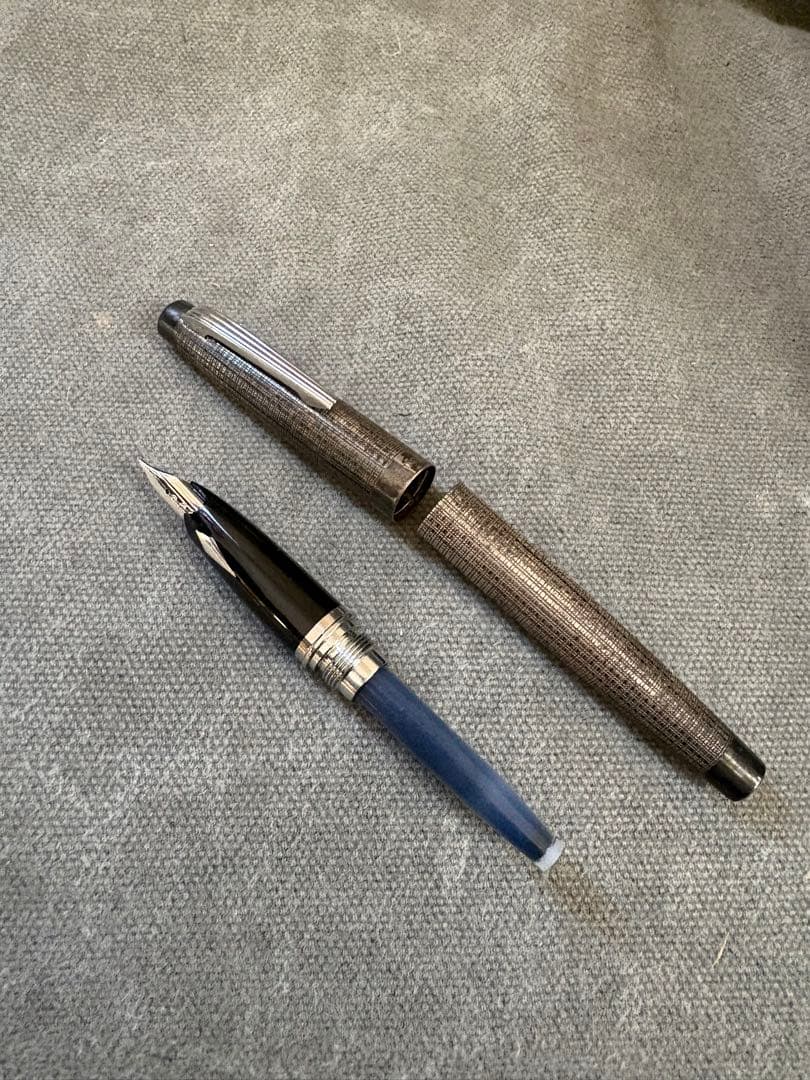 Platinum Sterling Silver Fountain Pen Textured Silver Fine Nib Used | Suadpens