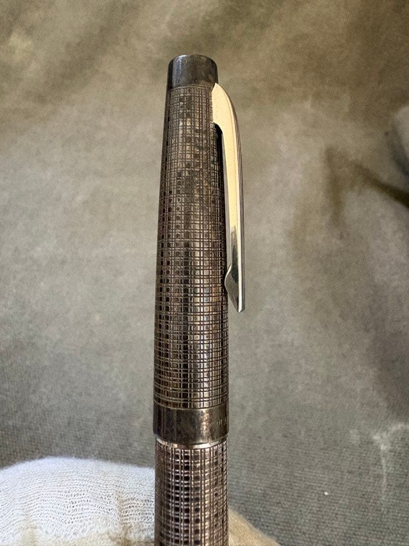 Platinum Sterling Silver Fountain Pen Textured Silver Fine Nib Used | Suadpens