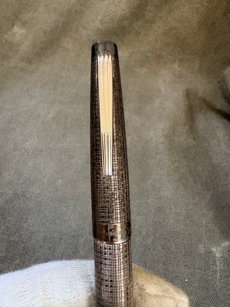 Platinum Sterling Silver Fountain Pen Textured Silver Fine Nib Used | Suadpens