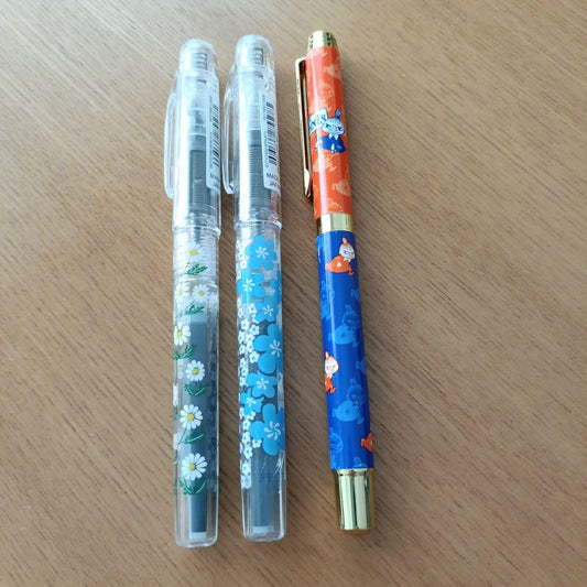 Adelia Retro Preppy 2-Piece Set + Used Moomin Fountain Pen, Blue-Black Ink | Suadpens