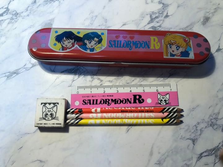 Sailor Moon Mini Pen Case Pencil Eraser Ruler Set Retro Used | Suadpens
