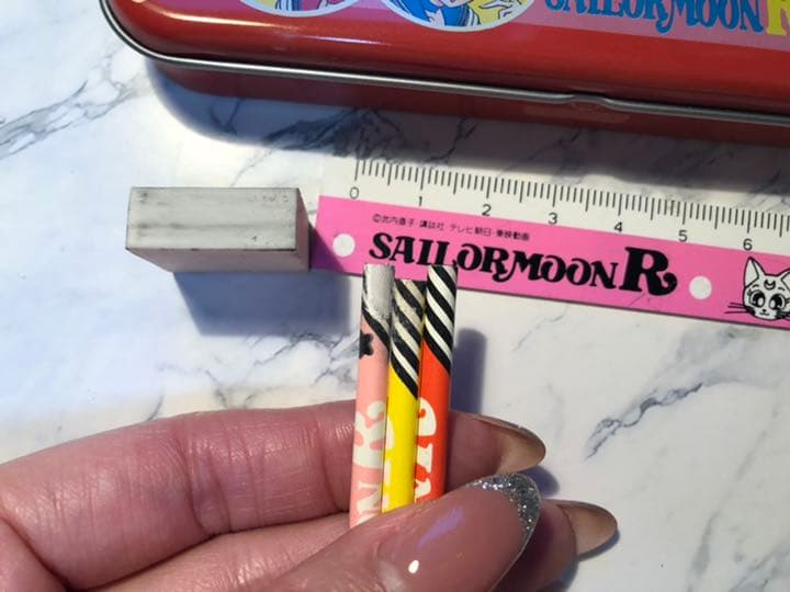 Sailor Moon Mini Pen Case Pencil Eraser Ruler Set Retro Used | Suadpens
