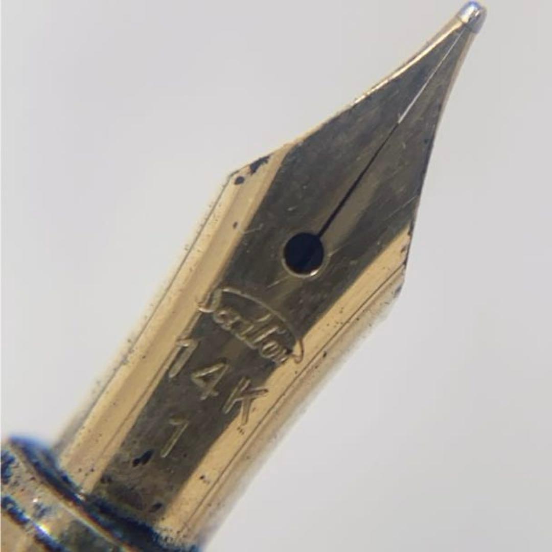 Sailor 14k Gold Engraved Fountain Pen PLATINUM Retro Used Thin Line | Suadpens