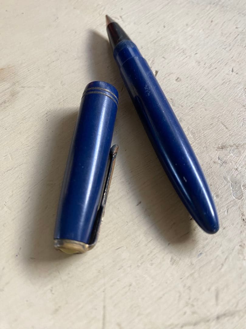 Showa Retro Navy Ballpoint Pen Stationery Classic Writing Tool, Used, 4.5 inches | Suadpens