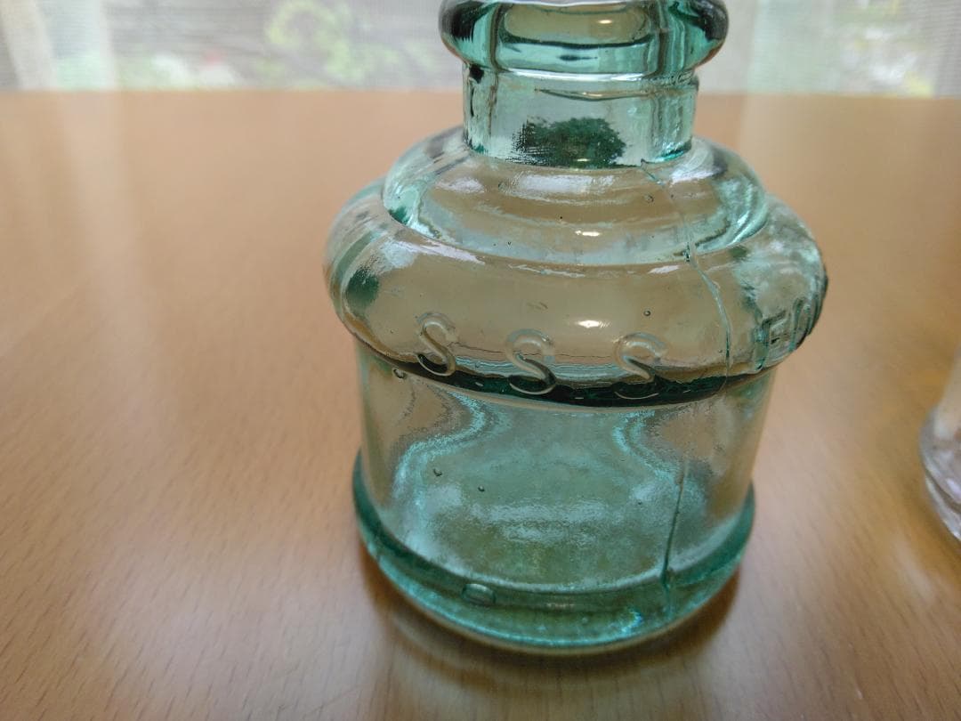 Showa Retro Ink Bottles Set of 3 Japanese Glass Antiqued Interior Decor Used | Suadpens