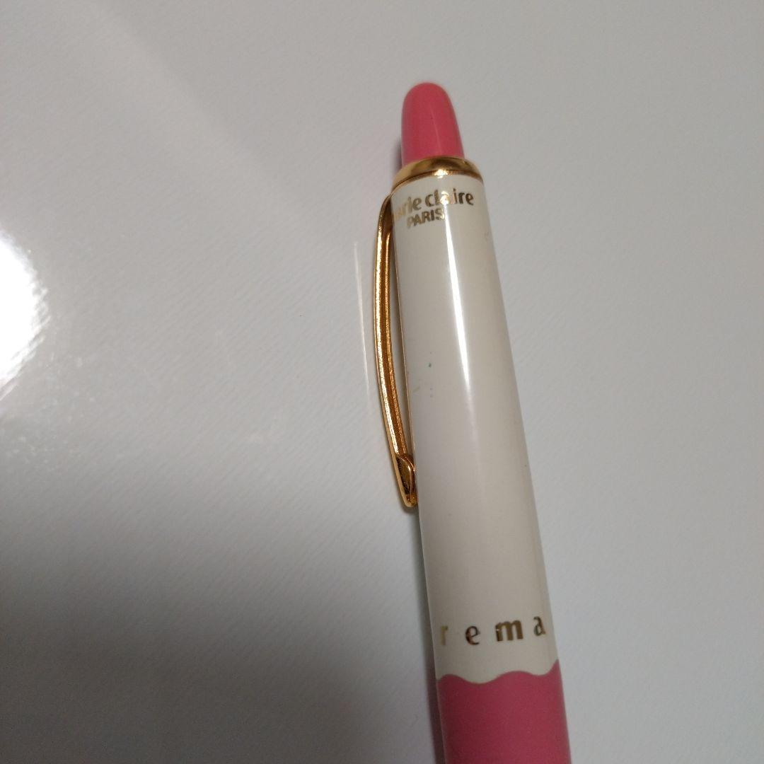 Marie Claire Pink White Retro Ballpoint Pen Gold Clip Used 7.9" | Suadpens